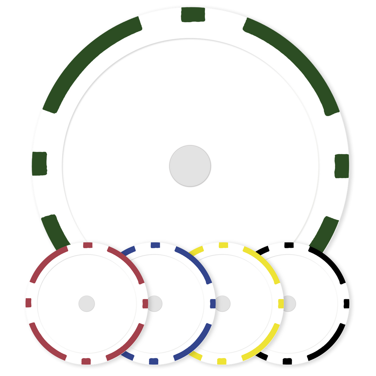 8-Stripe 11 .5 gram clay composite magnetic poker chips in 5 colors - Insert ready