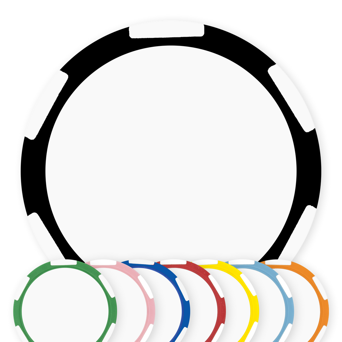 11 gram clay composite poker chip with six stripes, UV direct print ready in 8 colors
