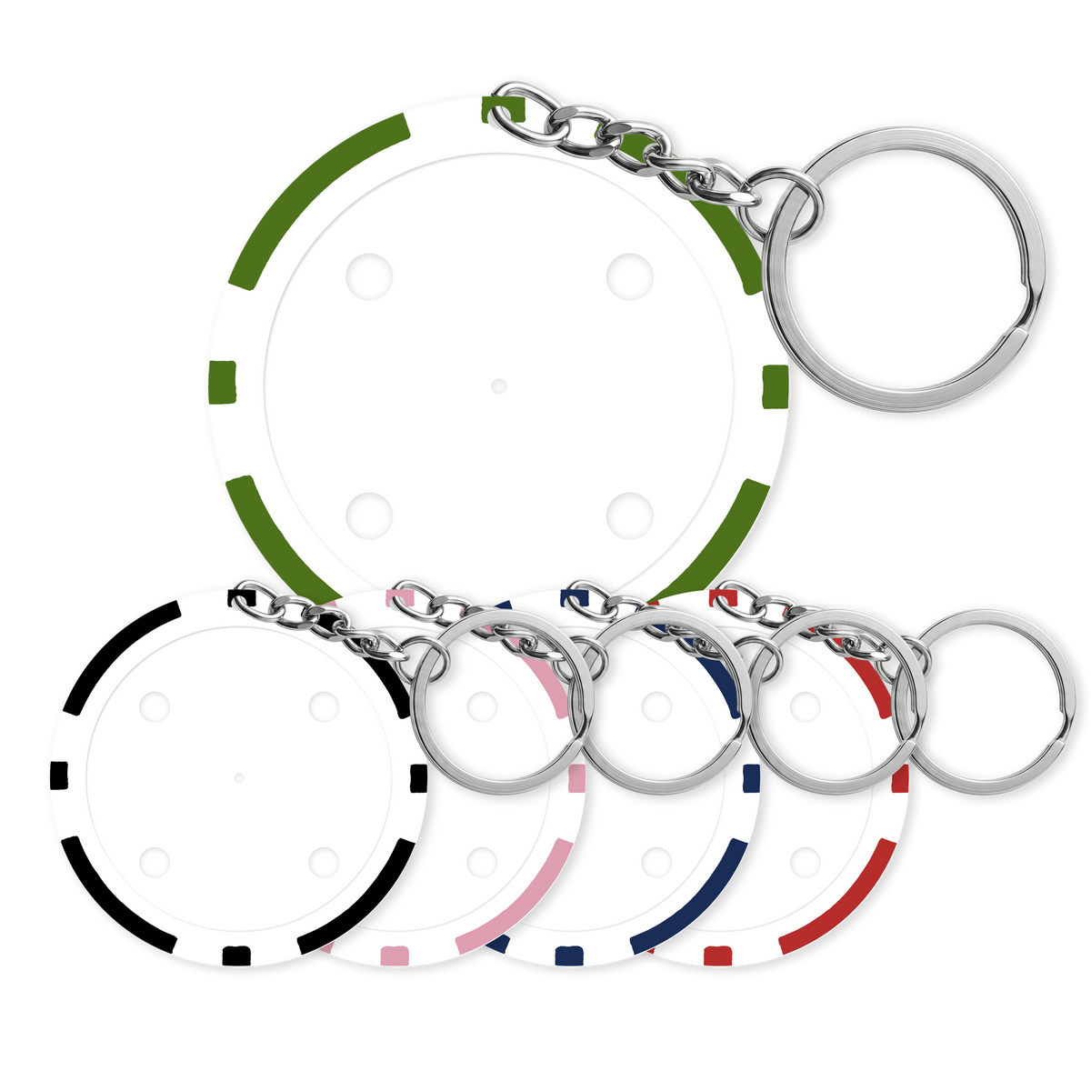 8-stripe poker chip keyring in 5 colors - Insert ready