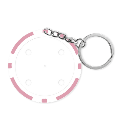 Pink 8-stripe poker chip keyring - Insert ready