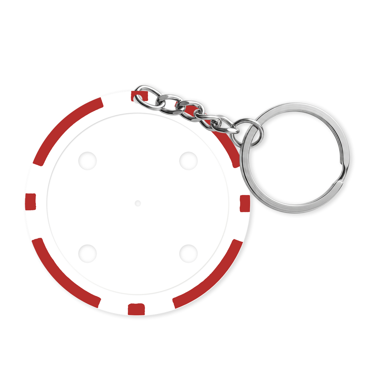 Red 8-stripe poker chip keyring - Insert ready