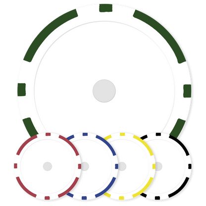 8-Stripe 11 .5 gram clay composite magnetic poker chips in 5 colors  - Insert ready