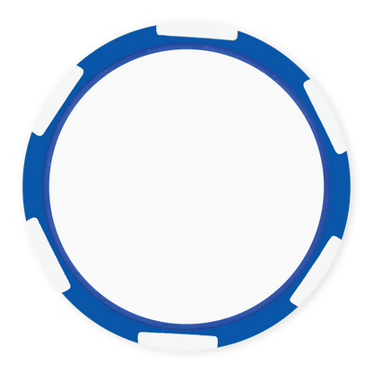 Blue 11 gram clay composite poker chip with six stripes, UV direct print ready
