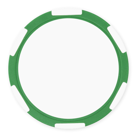 Green 11 gram clay composite poker chip with six stripes, UV direct print ready
