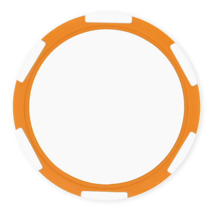 Orange 11 gram clay composite poker chip with six stripes, UV direct print ready
