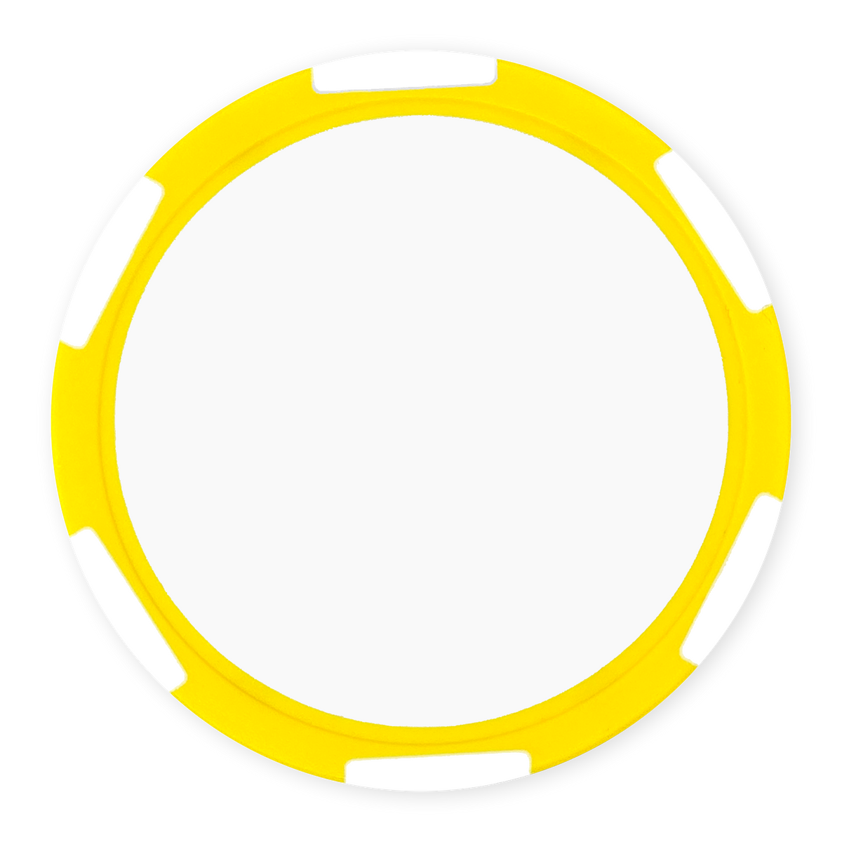 Yellow 11 gram clay composite poker chip with six stripes, UV direct print ready
