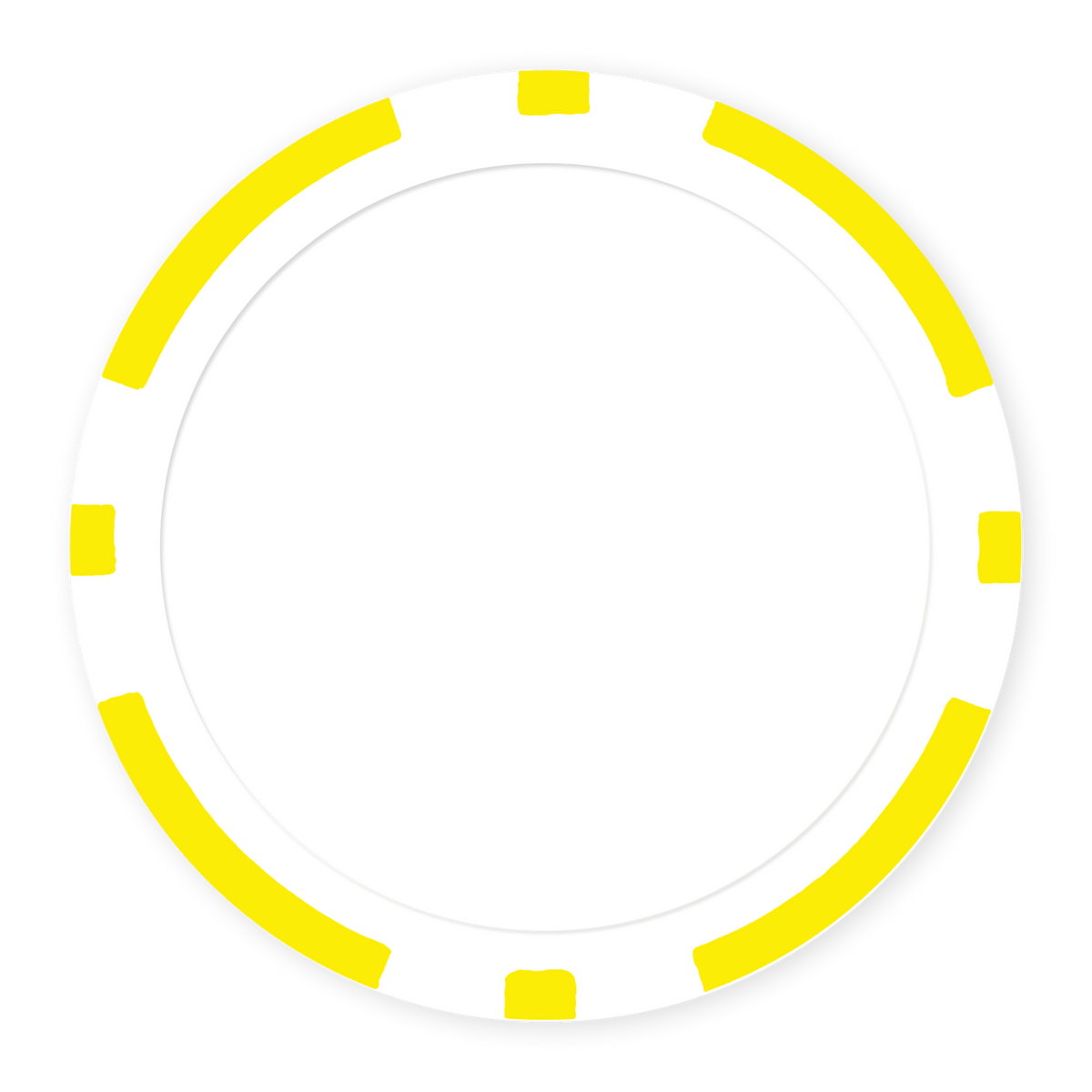 Yellow 8-Stripe 11 .5 gram clay composite poker chip , UV direct print & insert ready