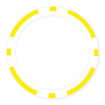 Yellow 8-Stripe 11 .5 gram clay composite poker chip , UV direct print & insert ready