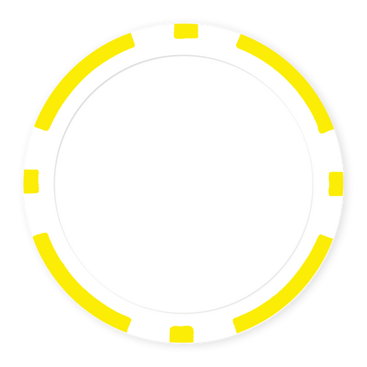 Yellow 8-Stripe 11 .5 gram clay composite poker chip , UV direct print & insert ready