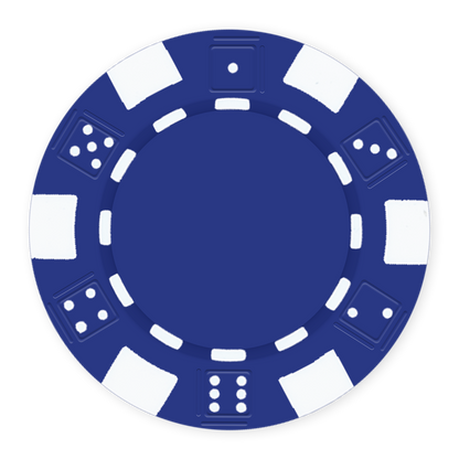 Black 11 .5 gram clay composite poker chip with dice design, UV direct print & foil-stamp ready