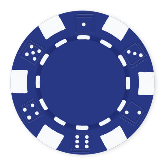 Black 11 .5 gram clay composite poker chip with dice design, UV direct print & foil-stamp ready