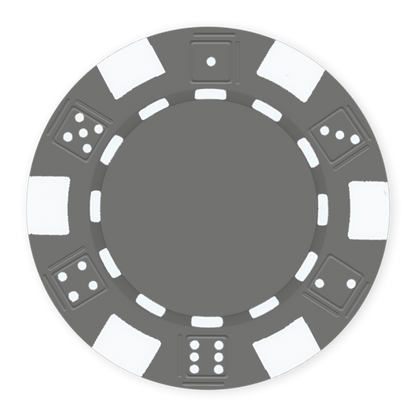 Black 11 .5 gram clay composite poker chip with dice design, UV direct print & foil-stamp ready