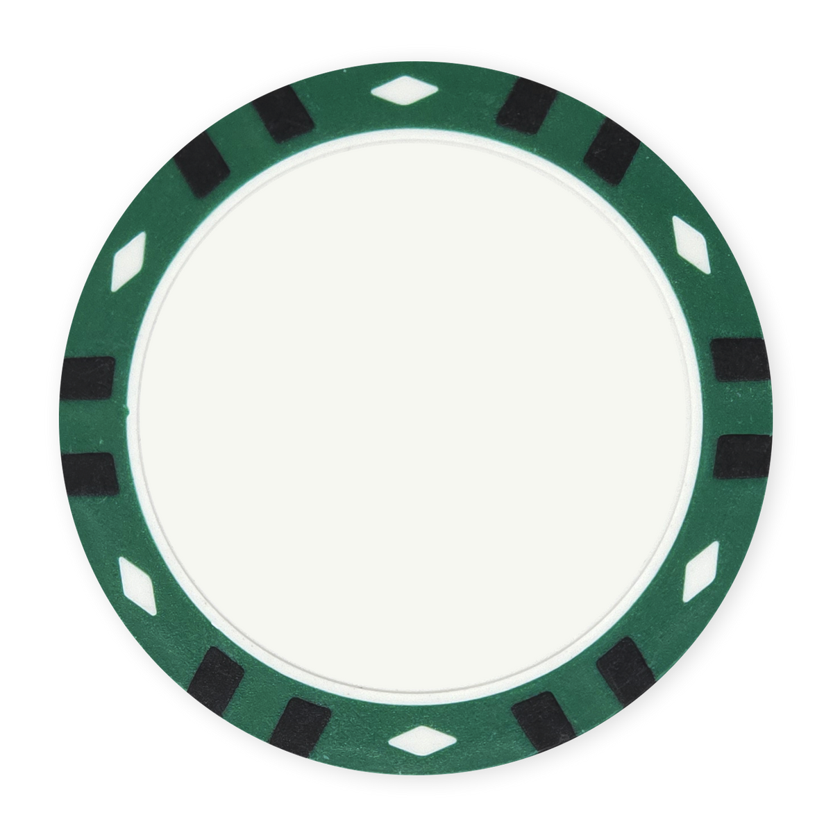 Green 13.5 gram clay composite 12-Stripe poker chip - Insert & UV ready
