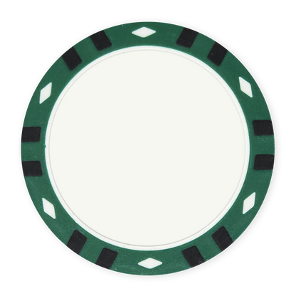 Green 13.5 gram clay composite 12-Stripe poker chip - Insert & UV ready