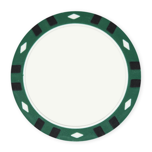 Green 13.5 gram clay composite 12-Stripe poker chip - Insert & UV ready