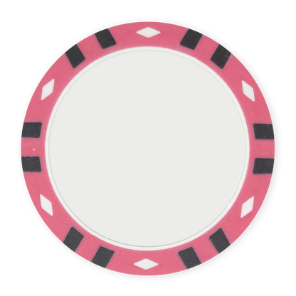 Pink 13.5 gram clay composite 12-Stripe poker chip - Insert & UV ready