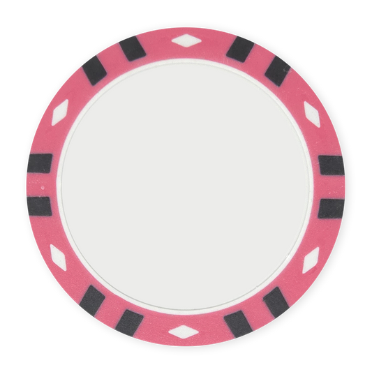 Pink 13.5 gram clay composite 12-Stripe poker chip - Insert & UV ready