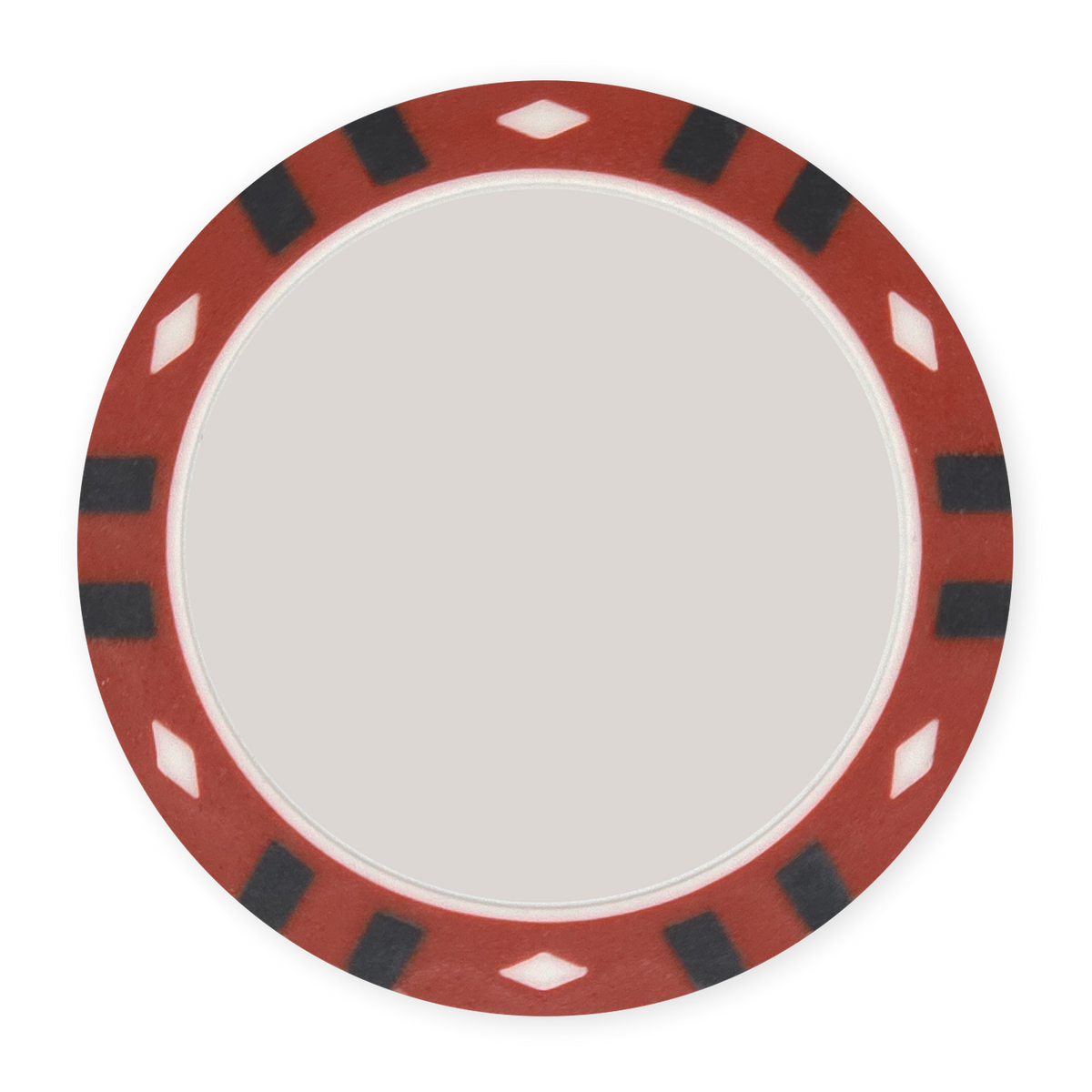 Red 13.5 gram clay composite 12-Stripe poker chip - Insert & UV ready