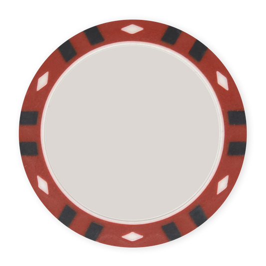Red 13.5 gram clay composite 12-Stripe poker chip - Insert & UV ready