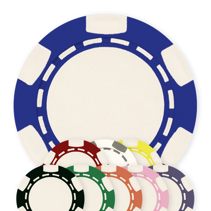8 colors 11 .5 gram clay composite poker chip with classic 6-stripe design - UV direct print & foil-stamp ready