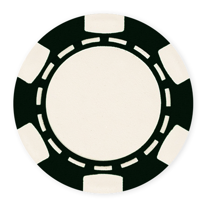 Black 11 .5 gram clay composite poker chip with classic 6-spot design - UV direct print & foil-stamp ready