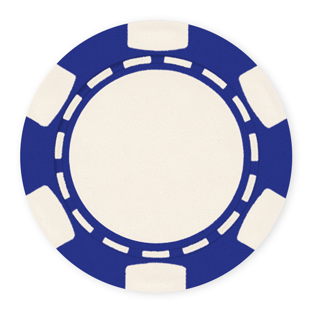 Blue 11 .5 gram clay composite poker chip with classic 6-spot design - UV direct print & foil-stamp ready