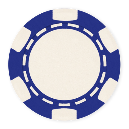 Blue 11 .5 gram clay composite poker chip with classic 6-spot design - UV direct print & foil-stamp ready