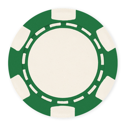 Green 11 .5 gram clay composite poker chip with classic 6-spot design - UV direct print & foil-stamp ready