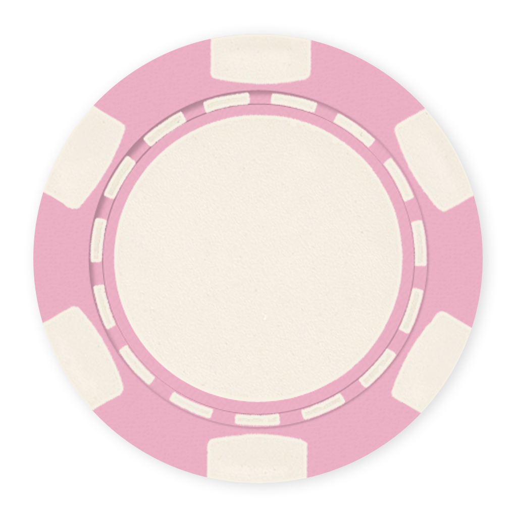 Pink 11 .5 gram clay composite poker chip with classic 6-spot design - UV direct print & foil-stamp ready