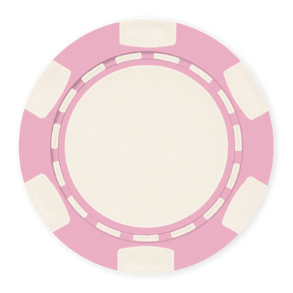 Pink 11 .5 gram clay composite poker chip with classic 6-spot design - UV direct print & foil-stamp ready