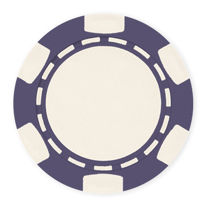 Purple 11 .5 gram clay composite poker chip with classic 6-spot design - UV direct print & foil-stamp ready