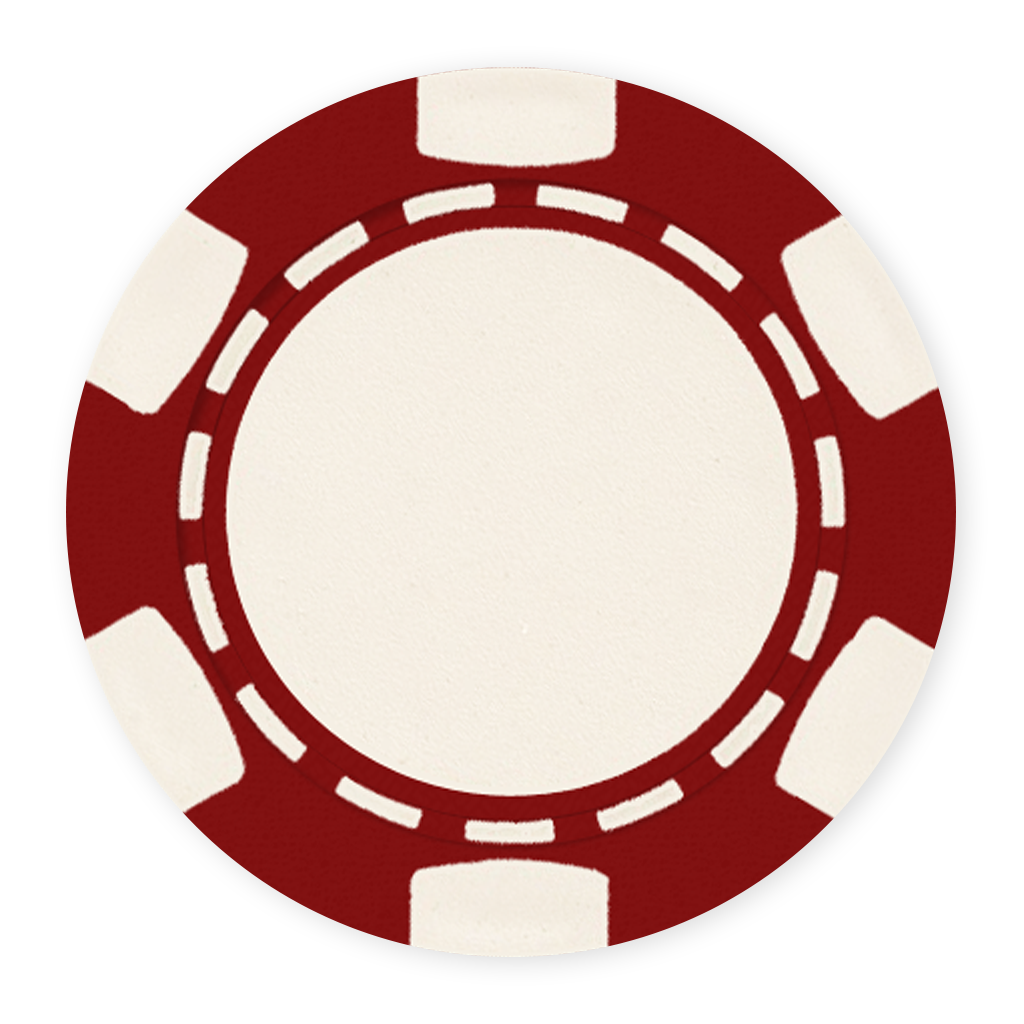 Red 11 .5 gram clay composite poker chip with classic 6-spot design - UV direct print & foil-stamp ready