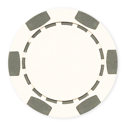 White 11 .5 gram clay composite poker chip with classic 6-spot design - UV direct print & foil-stamp ready