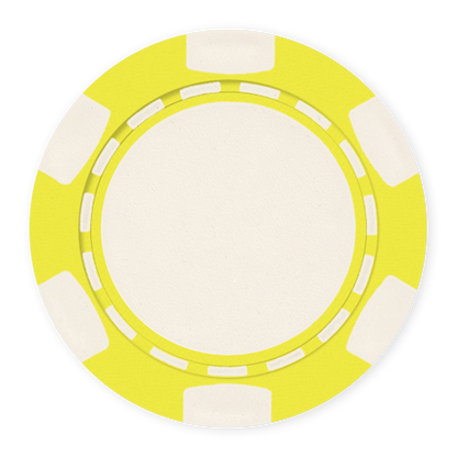 Yellow 11 .5 gram clay composite poker chip with classic 6-spot design - UV direct print & foil-stamp ready