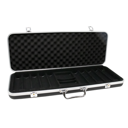 Interior view of 500 chip capacity black ABS ding proof poker chip case