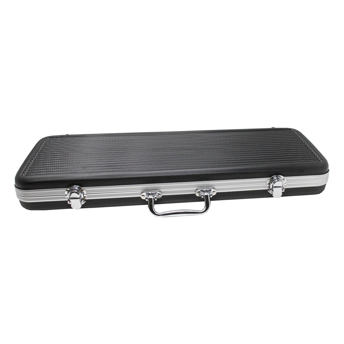 Flat view of 500 chip capacity black ABS ding proof poker chip case