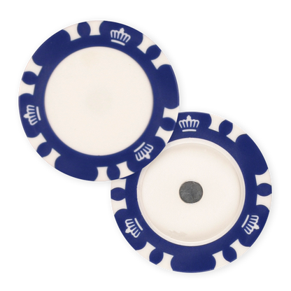 Magnetic blue poker chip golf ball marker holder for UV print